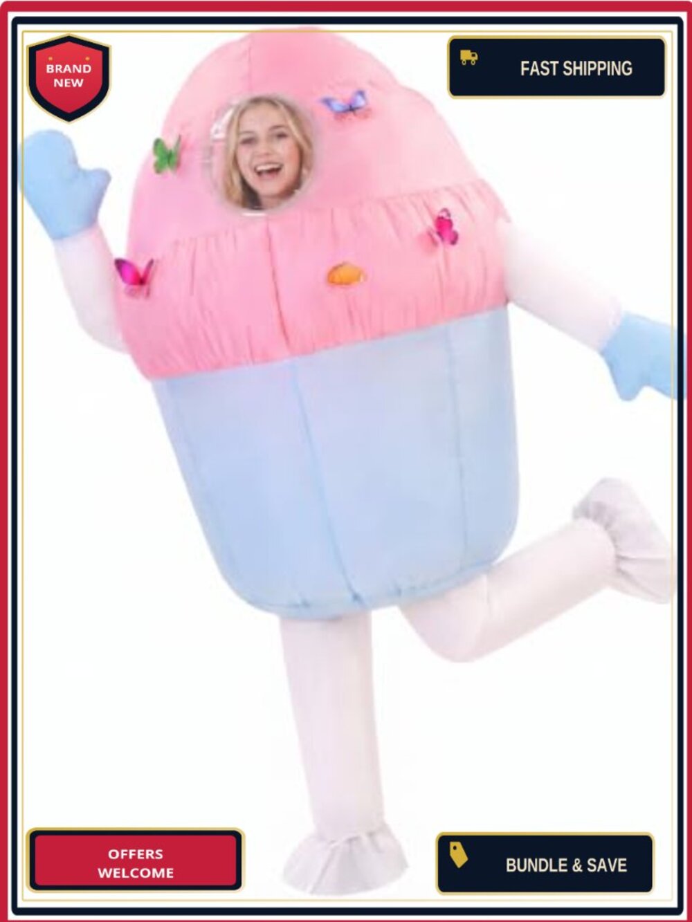 Adult Inflatable Cupcake Costume Halloween Birthday Party Suit